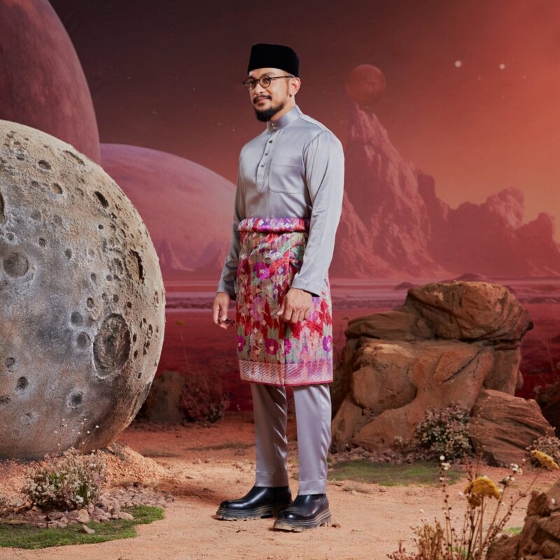 Baju Melayu Dewasa Slim Fit - Lava Grey