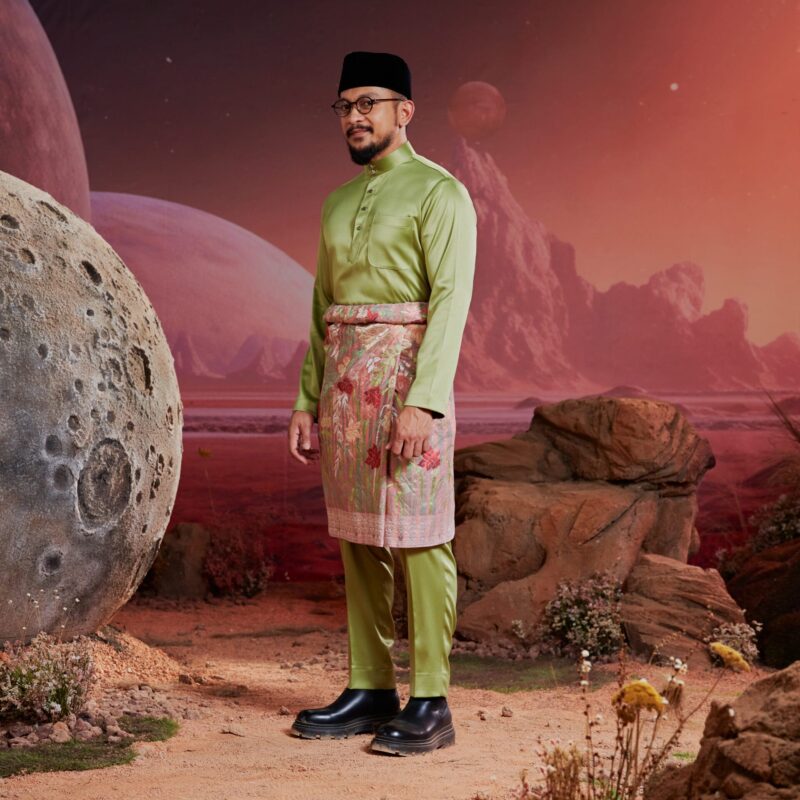 Baju Melayu Dewasa Slim Fit - Olive Green