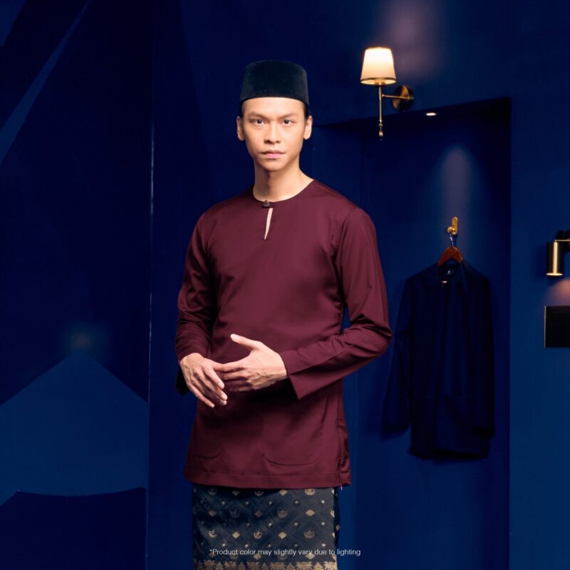 Baju Melayu Teluk Belanga Plus Size - Burgundy