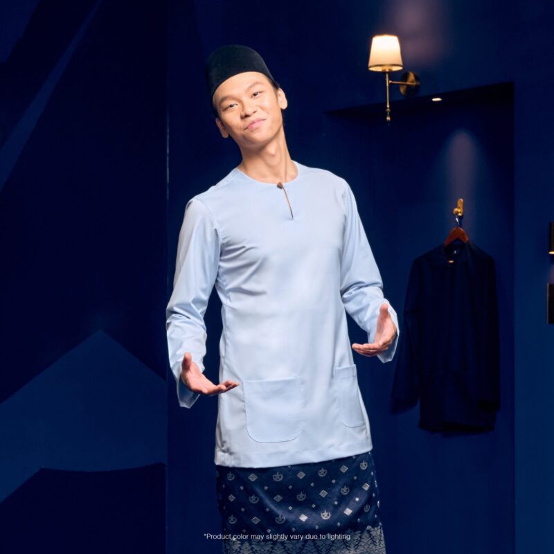 Baju Melayu Teluk Belanga Plus Size - Baby Blue