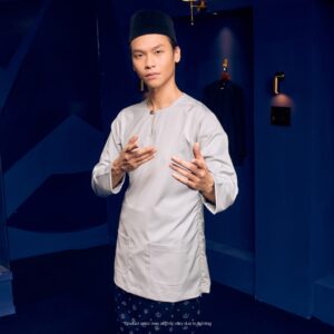 Baju Melayu Teluk Belanga Plus Size - Light Grey