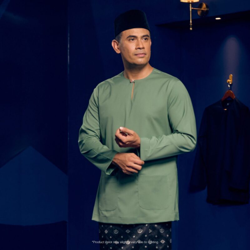 Baju Melayu Teluk Belanga Plus Size - Sage Green