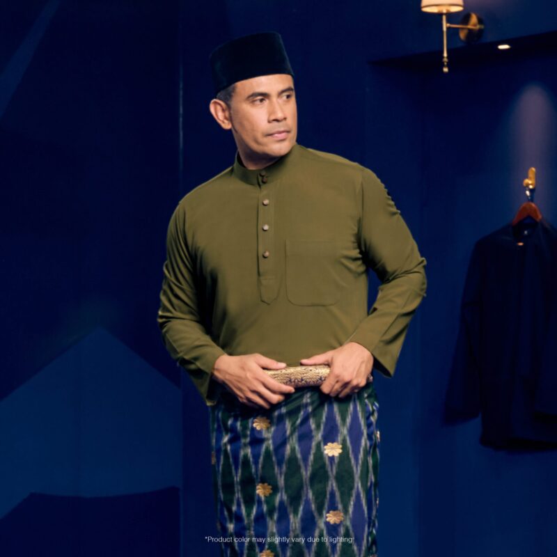 Baju Melayu Traditional Fit Plus Size - Army Green