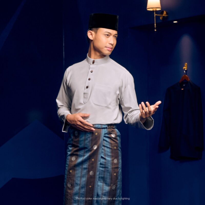 Baju Melayu Traditional Fit Plus Size - Light Grey
